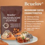 Mushroom Coffee,Organic Instant Coffee with 6 Adaptogenic Mushrooms (Cordyceps, Lion’s Mane, Shiitake, Turkey Tail) for Better Energy, Focus, Positive Mood & Immune Support
