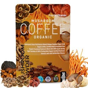Organic Mushroom Coffee with Grass-Fed Collagen - 30 Servings