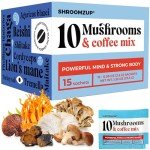 Shroomzup Instant Mushroom Coffee - 10 Mushrooms, 15 Pack