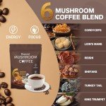 Organic Instant Mushroom Coffee with 6 Powerful Mushrooms