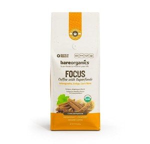 BareOrganics FOCUS Ground Mushroom Coffee, 10 oz