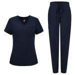 CozyFit Women's Navy Blue V-Neck Scrub Set