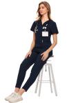 CozyFit Women's Navy Blue V-Neck Scrub Set