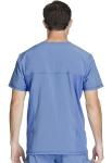 Cherokee Infinity Mens V-Neck Scrub Top Modern Fit, 3 Pockets, Rib-Knit Back Panels, Moisture-Wicking 360° Stretch - CK900A, L, Ciel
