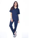 Unisex V-Neck Super Stretch Scrub Set - Navy