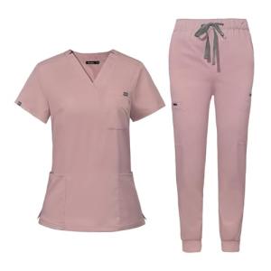Women's V-Neck Scrub Top & Jogger Pants Set