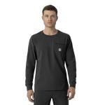 Carhartt Force Cross-Flex Scrubs for Men, Crew Neck Long Sleeve Scrub Top - Black, L
