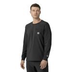 Carhartt Force Cross-Flex Scrubs for Men, Crew Neck Long Sleeve Scrub Top - Black, L