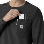 Carhartt Force Cross-Flex Scrubs for Men, Crew Neck Long Sleeve Scrub Top - Black, L