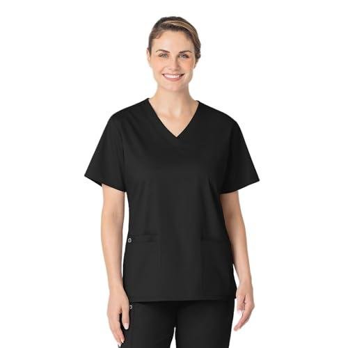 Wink WonderWORK Scrubs for Women's V-Neck Scrub Top Black L