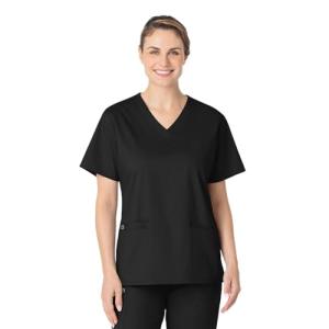 Wink WonderWORK Scrubs for Women's V-Neck Scrub Top Black L