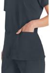 Dickies EDS Essentials Scrubs, V-Neck Womens Tops with Four-Way Stretch and Moisture Wicking DK615, L, Pewter