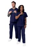Sivvan Unisex V-Neck Scrub Top and Pants - Navy