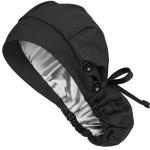Women's Satin Lined Scrub Cap with Buttons - Black