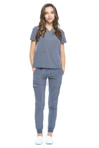 Dagacci Medical Uniform Jogger Scrubs for Women Set and Men Unisex 4-Way Stretch Scrub Sets, Pewter Gray, M