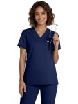 Eadflie Scrubs for Women Medical Scrubs Set - V-Neck Top & Jogger Pants with 5 Pockets, Soft Stretch Woven fabric,Side splits - (Navy Blue/L)
