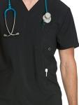 Cherokee Infinity V- Neck Men's Scrub Top with Rib Knit Back Panels CK900A, XL, Black