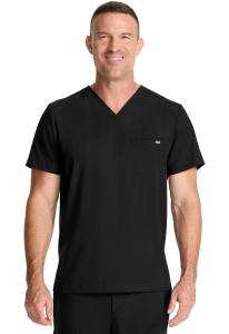 Healing Hands Mens Scrub Top V-Neck with 1 Pocket & 360° Stretch Fabric HH758, M, Black