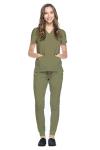 Dagacci Medical Uniform® Scrub Set – V-Neck Scrub Top & Elastic Jogger Pant Scrubs for Women Set and Men Unisex 8 Pockets Olive Green S