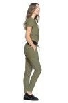 Dagacci Medical Uniform® Scrub Set – V-Neck Scrub Top & Elastic Jogger Pant Scrubs for Women Set and Men Unisex 8 Pockets Olive Green S