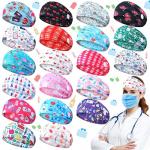 Jexine 20 Pcs Women Nurse Headbands with Button Wide Nurse Headbands for Mask Non Slip Elastic Ear Protection Christmas Gift for Nurses Doctors Sweatband Medical Nursing Hairband Workout Yoga Turban
