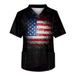 Plus Size Graphic V-Neck Scrubs for Nurses