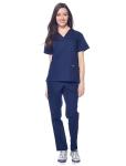 Dagacci Medical Uniform Womens and Mens Scrub Set Unisex Medical Scrub Shirt Top and Pant, Navy, Medium