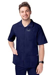 Men's Navy Scrubs Jacket with Zippered Sleeves