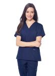 Dagacci Medical Uniform Womens and Mens Scrub Set Unisex Medical Scrub Shirt Top and Pant, Navy, Medium