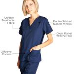 Dagacci Medical Uniform Womens and Mens Scrub Set Unisex Medical Scrub Shirt Top and Pant, Navy, Medium