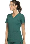 Cherokee Women's Medical Scrub Top Iflex V-Neck Knit Panel Top CK605, L, Hunter Green