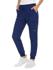 Nautica Scrub Pants for Women, Breathable Drawstring Jogger Scrubs for Women, 5 Pocket Stretch Soft Scrub Bottoms for Woman Navy