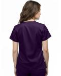 NY Threads Scrub Tops for Women Soft Stretch V-Neck Medical Scrub Top with Pockets, Large, Plum
