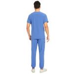 COZYFIT Men's Scrubs Set - Stretch V-Neck Top & Jogger Pant with 8 Pockets, Yoga Waistband, Anti-Wrinkle Scrubs - Ceil Blue, L