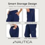 Nautica Scrub Pants for Women, Breathable Drawstring Jogger Scrubs for Women, 5 Pocket Stretch Soft Scrub Bottoms for Woman Navy