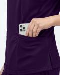NY Threads Scrub Tops for Women Soft Stretch V-Neck Medical Scrub Top with Pockets, Large, Plum
