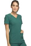 Cherokee Women's Medical Scrub Top Iflex V-Neck Knit Panel Top CK605, L, Hunter Green