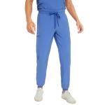 COZYFIT Men's Scrubs Set - Stretch V-Neck Top & Jogger Pant with 8 Pockets, Yoga Waistband, Anti-Wrinkle Scrubs - Ceil Blue, L
