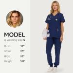 Nautica Scrub Pants for Women, Breathable Drawstring Jogger Scrubs for Women, 5 Pocket Stretch Soft Scrub Bottoms for Woman Navy