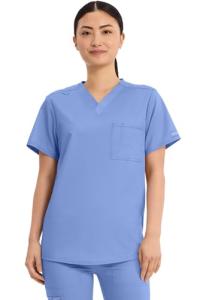 Cherokee Unisex Tuckable V-Neck Scrub Top, Ciel Blue