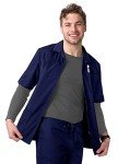 Men's Navy Scrubs Jacket with Zippered Sleeves