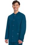 Cherokee Men's Medical Scrub Jacket Snap Front with Long Sleeve WW360, XL, Caribbean Blue