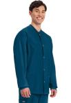 Cherokee Men's Medical Scrub Jacket Snap Front with Long Sleeve WW360, XL, Caribbean Blue
