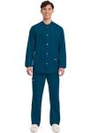Cherokee Men's Medical Scrub Jacket Snap Front with Long Sleeve WW360, XL, Caribbean Blue