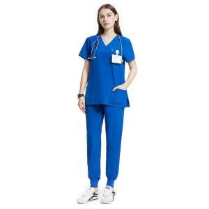 Uniforms World Scrubs for Women Set - Stretch Scrub Top & Pants with 8 Pockets, Yoga Waistband, Anti Wrinkle, Slim Fit