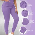 YEZEX Scrubs for Women Set, Women's V-Neck Top & Jogger Scrub Pants, Nursing Uniform Scrubs Set with 8 Pockets, for Nurse Esthetician Workwear (Purple)