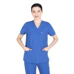 Royal Blue Unisex V-Neck Scrub Top - 7 Pockets