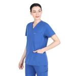 Royal Blue Unisex V-Neck Scrub Top - 7 Pockets