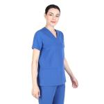 Royal Blue Unisex V-Neck Scrub Top - 7 Pockets