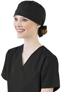 WonderWink Black Unisex Tie Back Scrub Cap